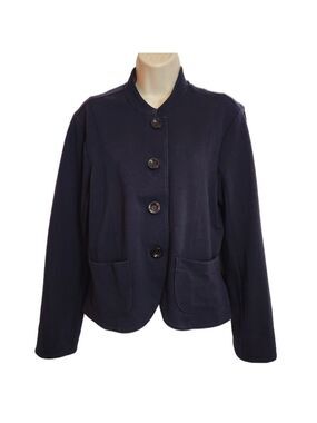 Coldwater Creek Petite Large Knit Blazer Navy Blue